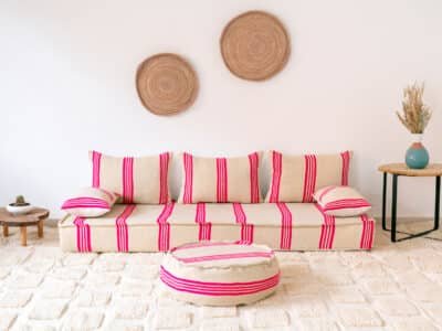 Morocco Floor Sofa Set Pink and Ivory