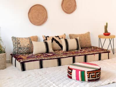 Moroccan Floor Couch With Pouf