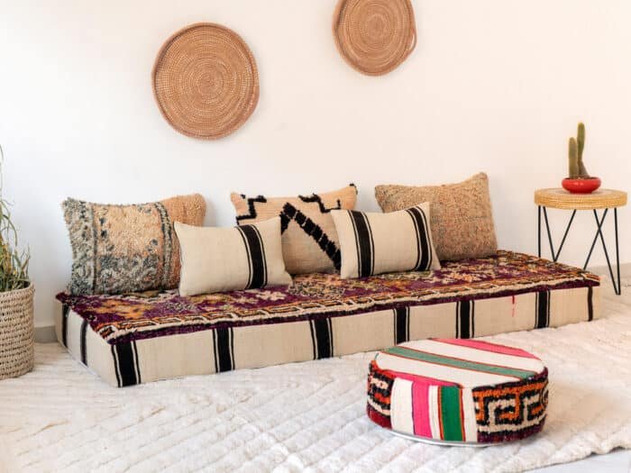 Moroccan Floor Couch With Pouf