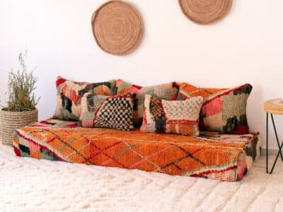 6 ft // 180 cm Boho Floor Sofa Orange - Image 3
