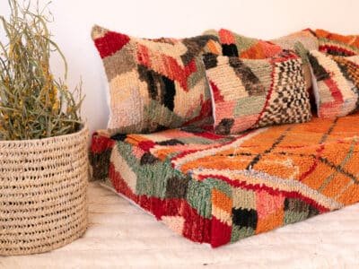 6 ft // 180 cm Boho Floor Sofa Orange - Image 6