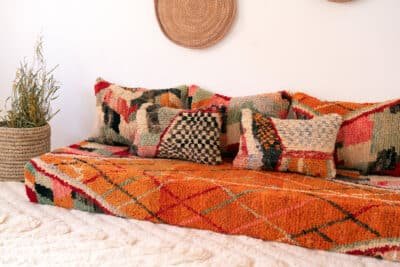 6 ft // 180 cm Boho Floor Sofa Orange - Image 4