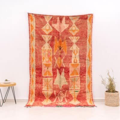 Vintage Rug Morocco Orange Pink Red