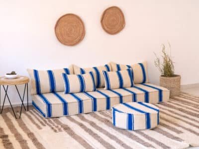 180cm // 6 ft Floor Couch Set Blue - Image 3