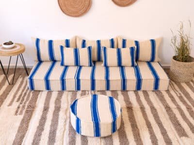 180cm // 6 ft Floor Couch Set Blue - Image 4