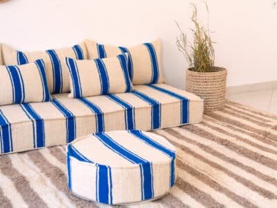 180cm // 6 ft Floor Couch Set Blue - Image 6