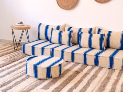 180cm // 6 ft Floor Couch Set Blue - Image 5