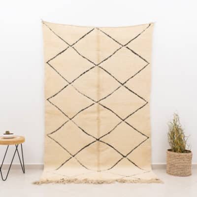 Soft Berber Rug White Beni Ourain Carpet