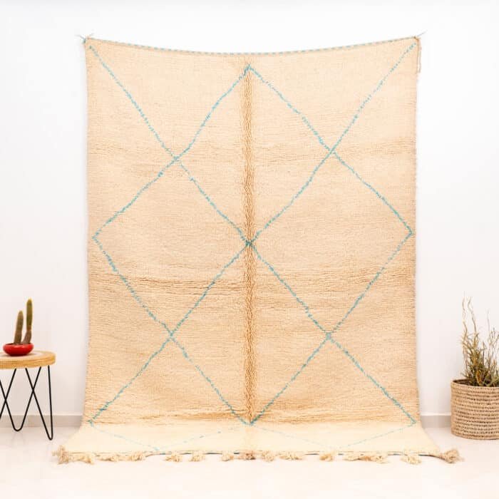 Moroccan Modern Beni Rug Light Blue Lozenges