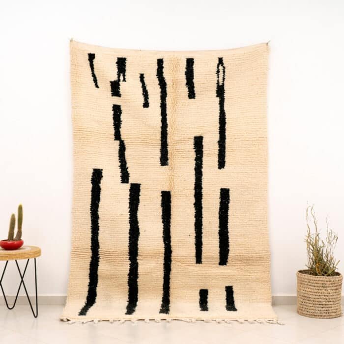 Modern Minimal Rug Morocco Black White