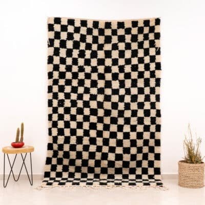 Checkered Rug Black and White
