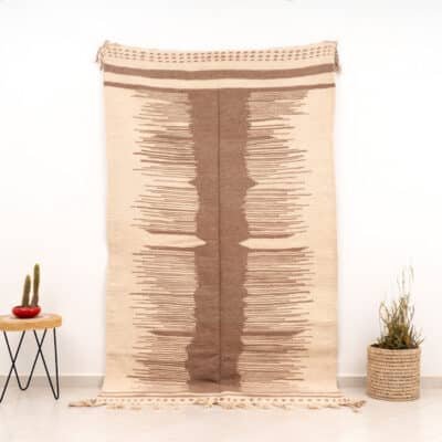 Moroccan Modern Brown and beige kilim rug