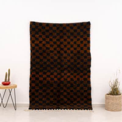 Dark Brown Checkered Rug