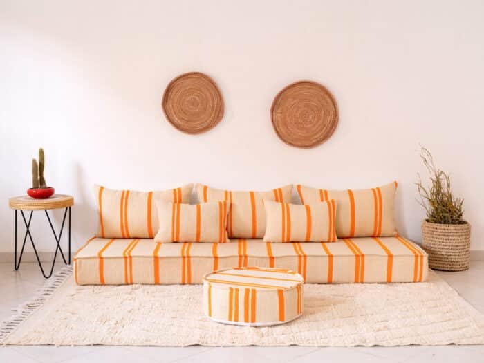 Boho Style Floor Couch Orange