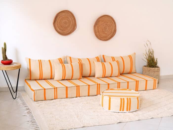 Boho Style Floor Couch Orange