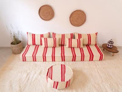 210cm // 7 ft Floor Couch Red - Image 4