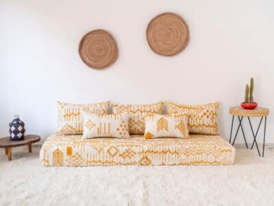 180cm // 6 ft Floor Sofa Berber Yellow - Image 2