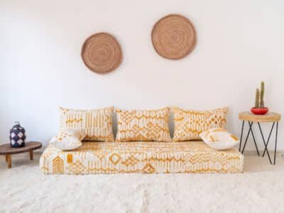 180cm // 6 ft Floor Sofa Berber Yellow - Image 3