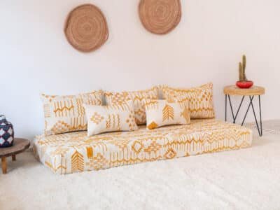 180cm // 6 ft Floor Sofa Berber Yellow - Image 4