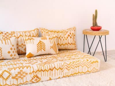 180cm // 6 ft Floor Sofa Berber Yellow - Image 7