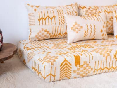 180cm // 6 ft Floor Sofa Berber Yellow - Image 9