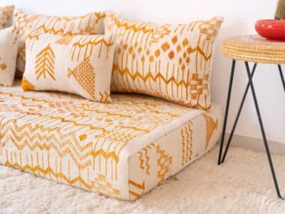 180cm // 6 ft Floor Sofa Berber Yellow - Image 10