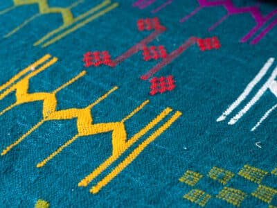 180cm // 6 ft Blue Kilim Floor Sofa - Image 10