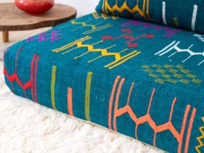180cm // 6 ft Blue Kilim Floor Sofa - Image 9