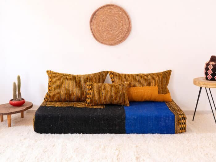 Medium Floor Couch Orange Blue Black Morocco