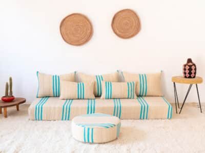 180cm // 6 ft Floor Couch Light Blue - Image 2