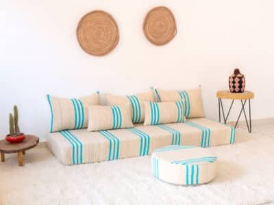 180cm // 6 ft Floor Couch Light Blue - Image 3