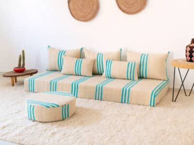 180cm // 6 ft Floor Couch Light Blue - Image 4