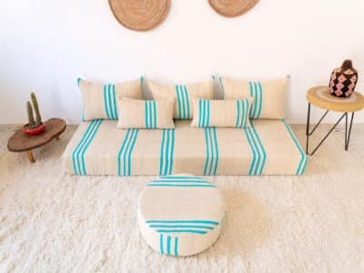 180cm // 6 ft Floor Couch Light Blue - Image 5