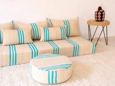 180cm // 6 ft Floor Couch Light Blue - Image 7
