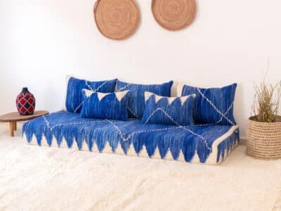 180 cm // 6 ft Blue Floor Couch - Image 4