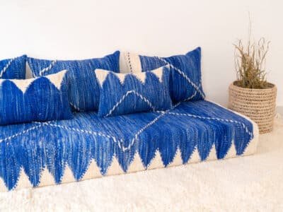 180 cm // 6 ft Blue Floor Couch - Image 7