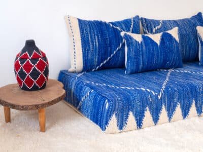 180 cm // 6 ft Blue Floor Couch - Image 8