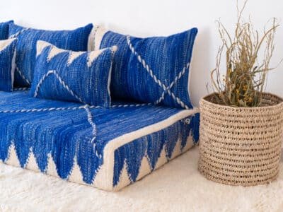 180 cm // 6 ft Blue Floor Couch - Image 9