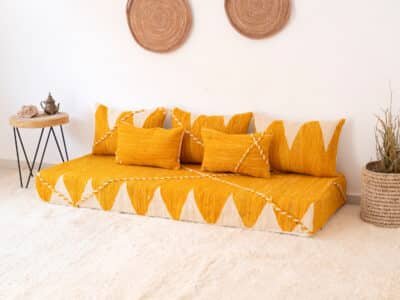 180 cm // 6 ft Yellow Floor Couch - Image 3