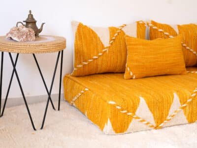 180 cm // 6 ft Yellow Floor Couch - Image 8