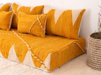 180 cm // 6 ft Yellow Floor Couch - Image 9