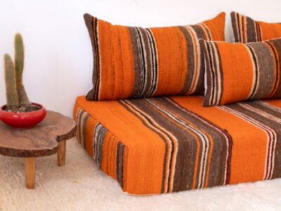 210 cm // 7 ft Orange Berber Floor Couch - Image 7