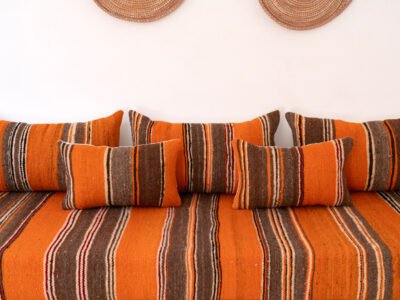 210 cm // 7 ft Orange Berber Floor Couch - Image 11