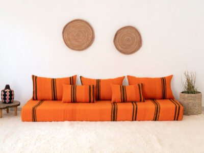 210 cm // 7 ft Orange Floor Sofa - Image 2