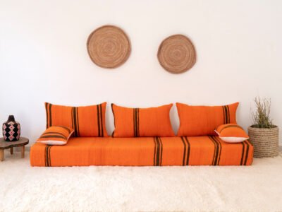 210 cm // 7 ft Orange Floor Sofa - Image 3