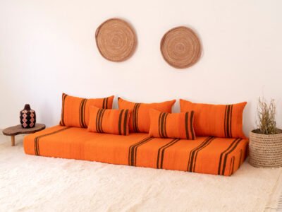 210 cm // 7 ft Orange Floor Sofa - Image 4