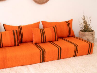 210 cm // 7 ft Orange Floor Sofa - Image 6