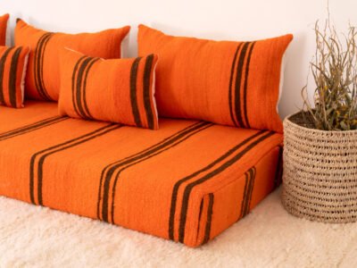 210 cm // 7 ft Orange Floor Sofa - Image 7