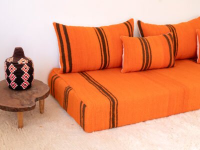 210 cm // 7 ft Orange Floor Sofa - Image 8