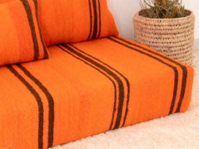 210 cm // 7 ft Orange Floor Sofa - Image 9
